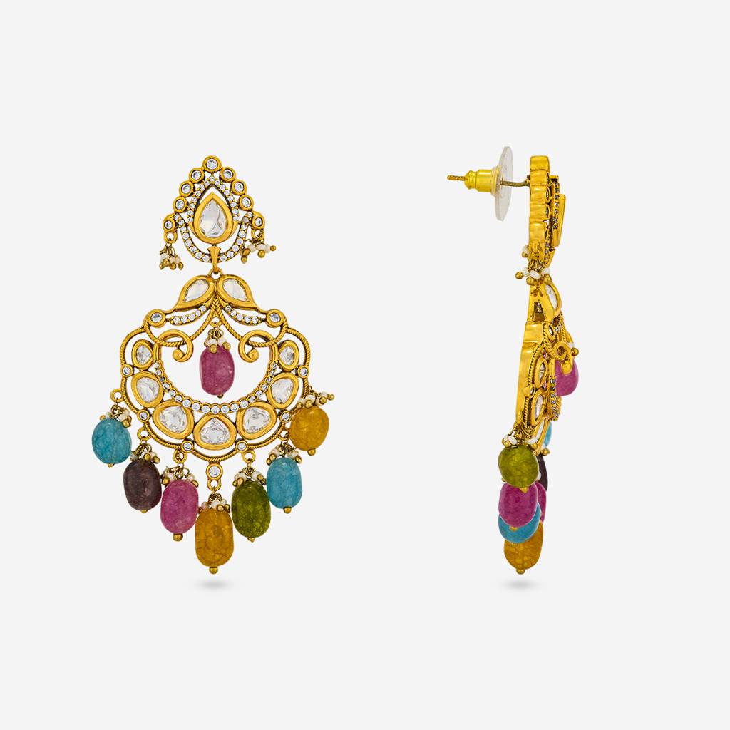 Multi Victorian - Plated Bridesmaid Kundan Earring - 467982 : 467982