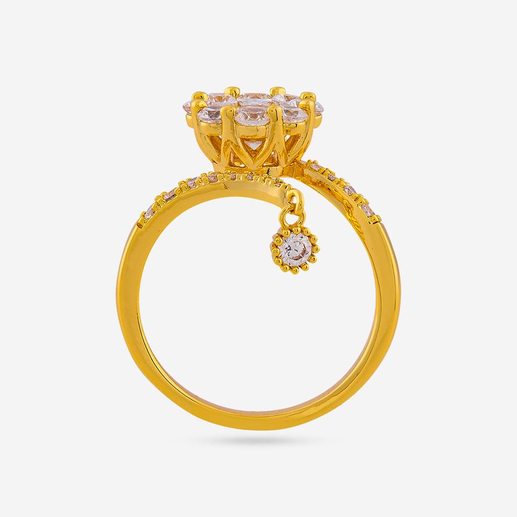 White -Gold Plated Party Wear Trendy Zircon Finger Ring - 476433 : 476433