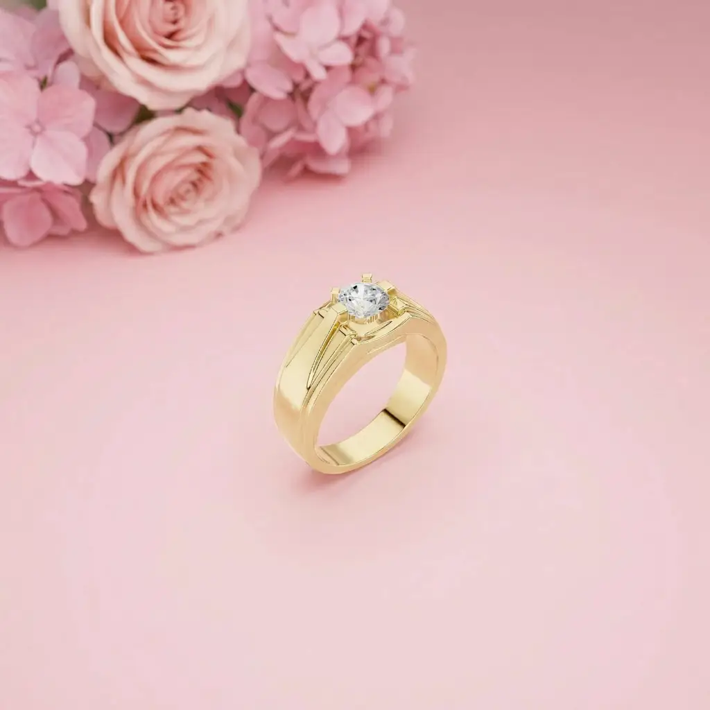 0.75Ct Moissanite Angular Groove Ring For Men'S : ZLM10110Y-14N