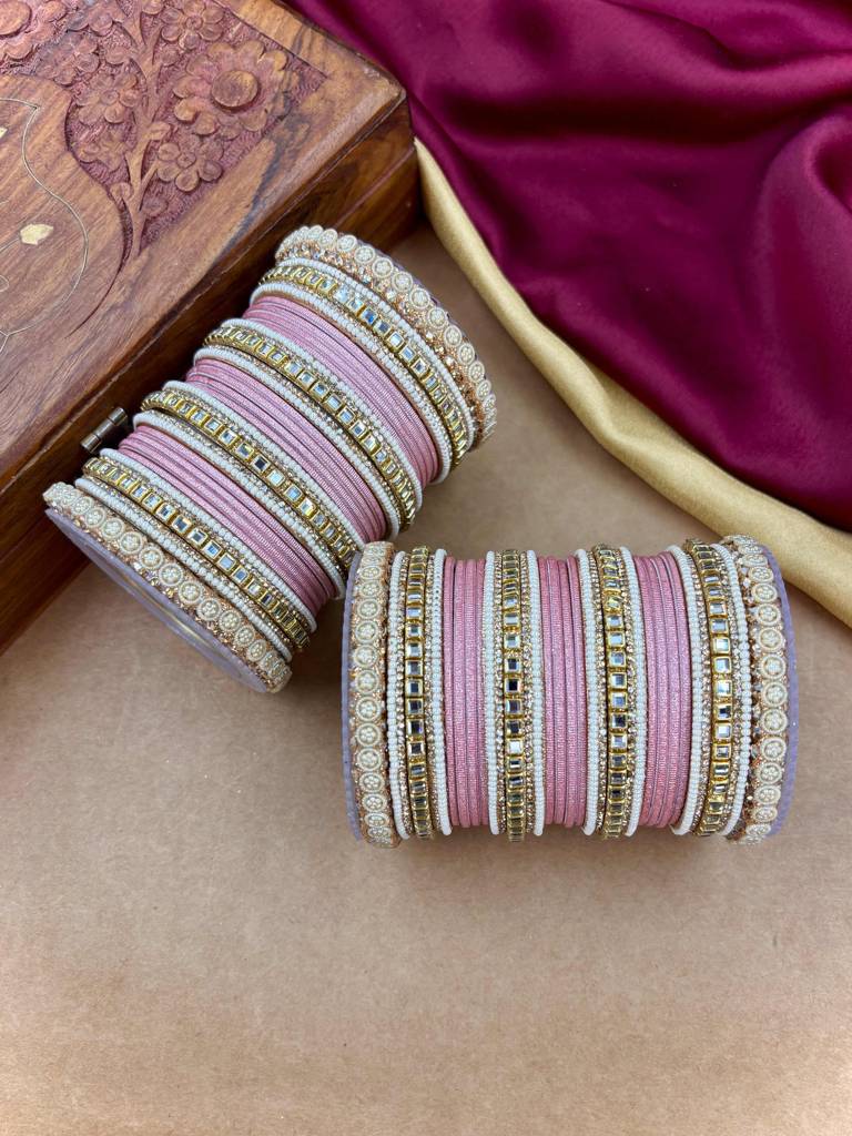 Traditional Kundan Bangles : HB-68-24-PINK