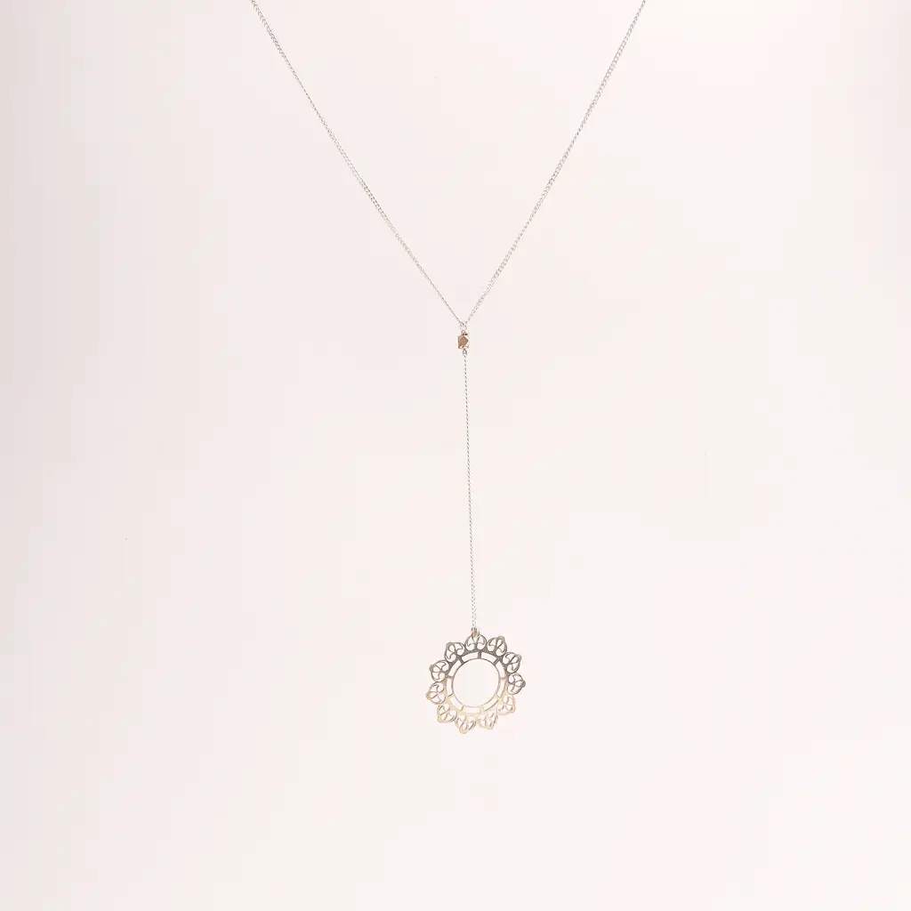 Silver Abstract Filigree Pendant Y Necklace : 94444183