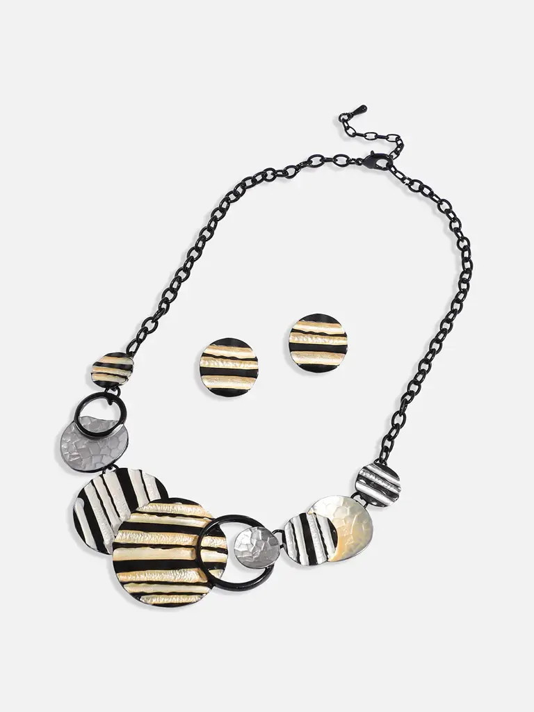 Women'S Multicolour Textured Circular Jewellery Set : SOHIJS9802