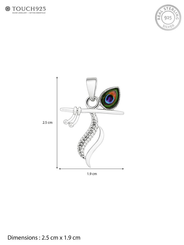 Touch925 Pure 925 Silver Divine Krishna Flute Pendant : BBGL101