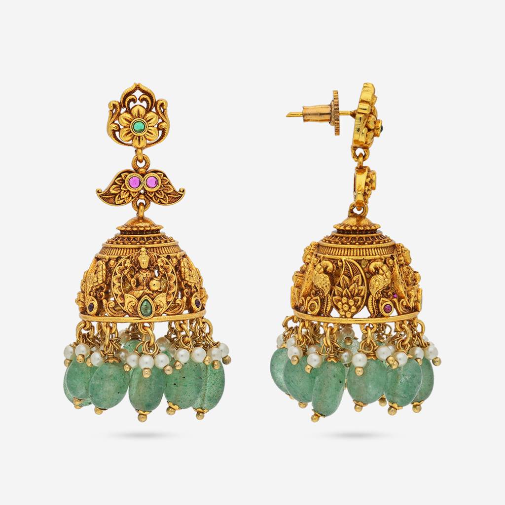 Ruby-Green Gold - Plated Bridesmaid Antique Earring - 447547 : 447547