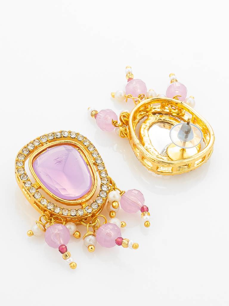 Gold Plated Lavender Stone Kundan Choker Necklace Set : NK4900