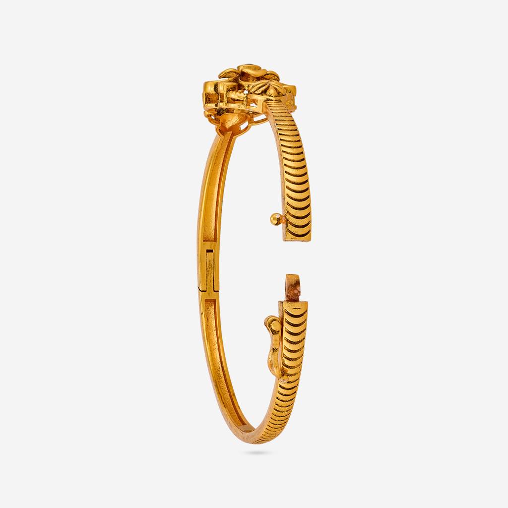 Ruby-Green Gold - Plated Festive Antique Kada - 463967 : 463967