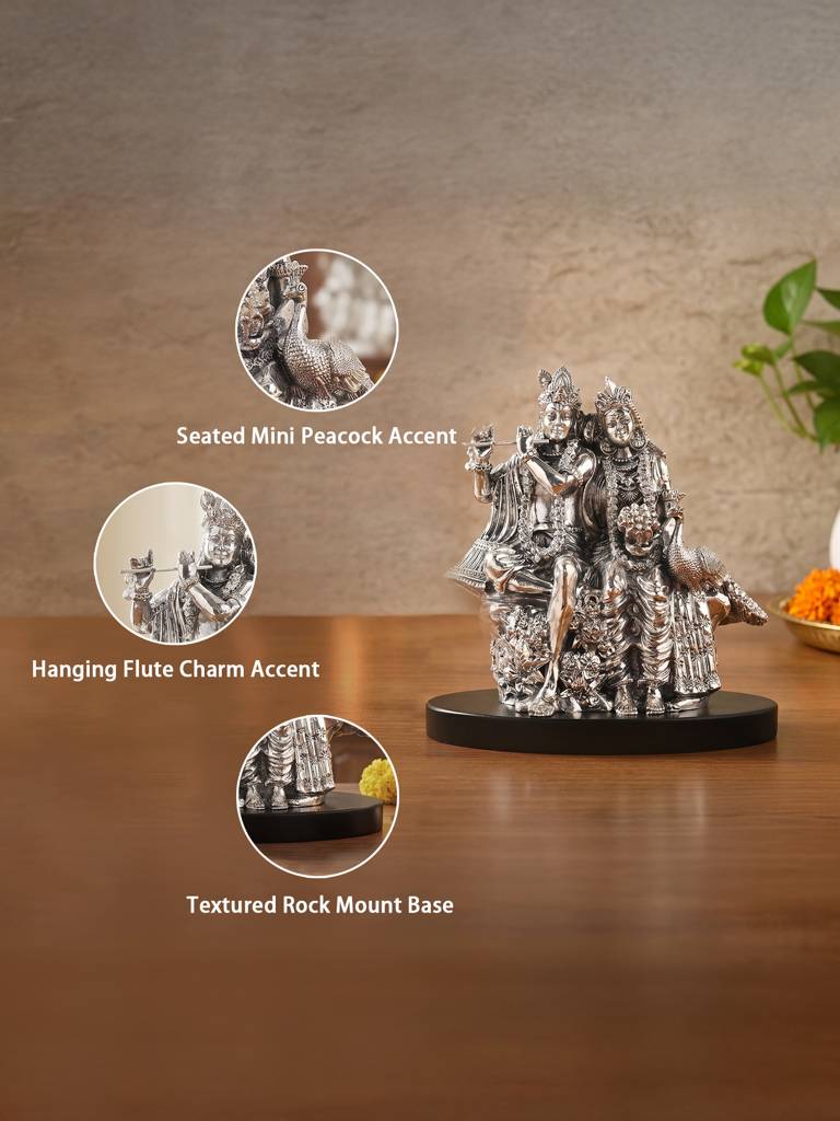 999 Silver Plated Radha Krishna Idol : GPGFT443