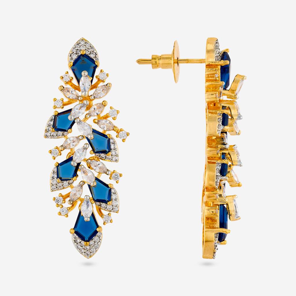 Rhodium-Gold - Plated Party Wear Zircon Earring - 457795 : 457797
