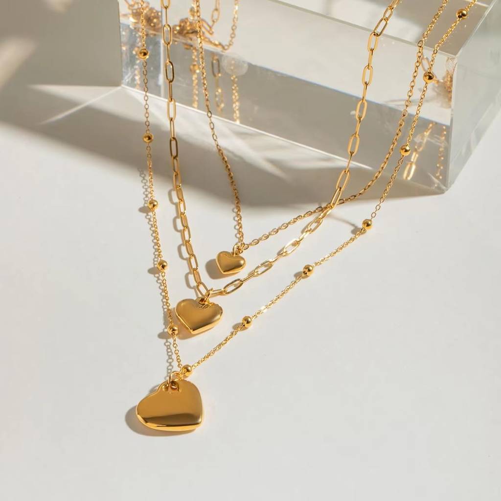 Ishya Heartfall Layered Necklace - Gold | 18K Gold Plated | Waterproof, Hypoallergenic & Anti-Tarnish : DSVDJD05250056