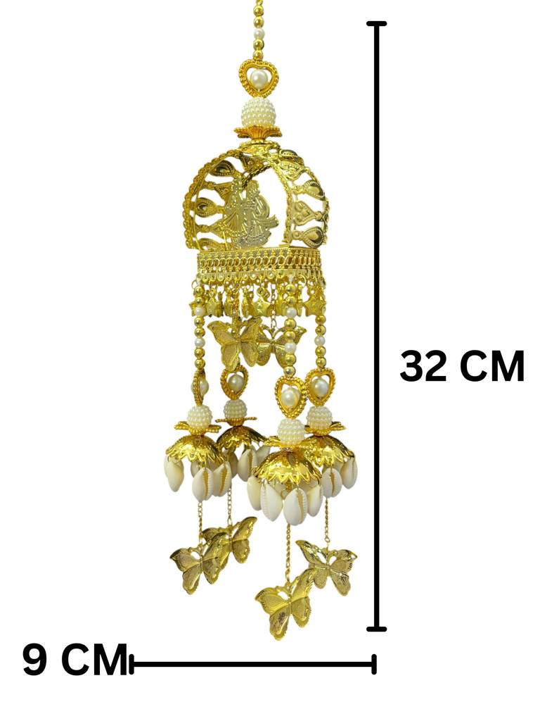 Bridal Kaleera Golden Doli Dome With Shell Bunches, Butterflies & Pearl Strands – Punjabi Wedding Accessory (32  : 2512-253-et