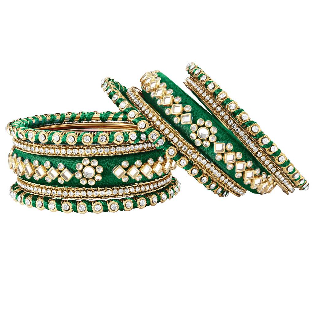 Peora Velvet Matching Fancy Silk Thread Chuda Bangle Set Navratri Gift For Women : PF51B46DGW