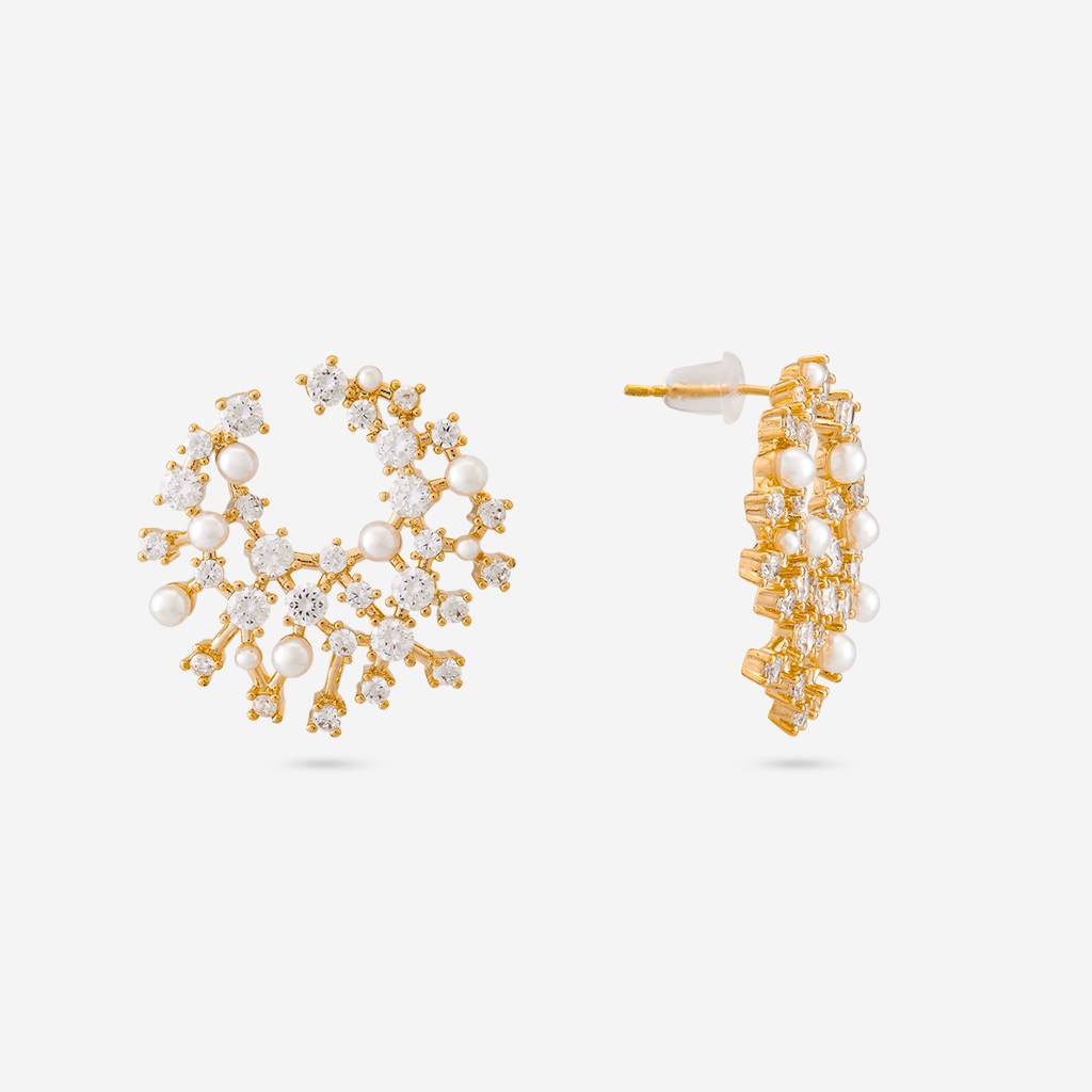 Pearl Gold - Plated Casual Wear Trendy Zircon Earring - 464752 : 464752