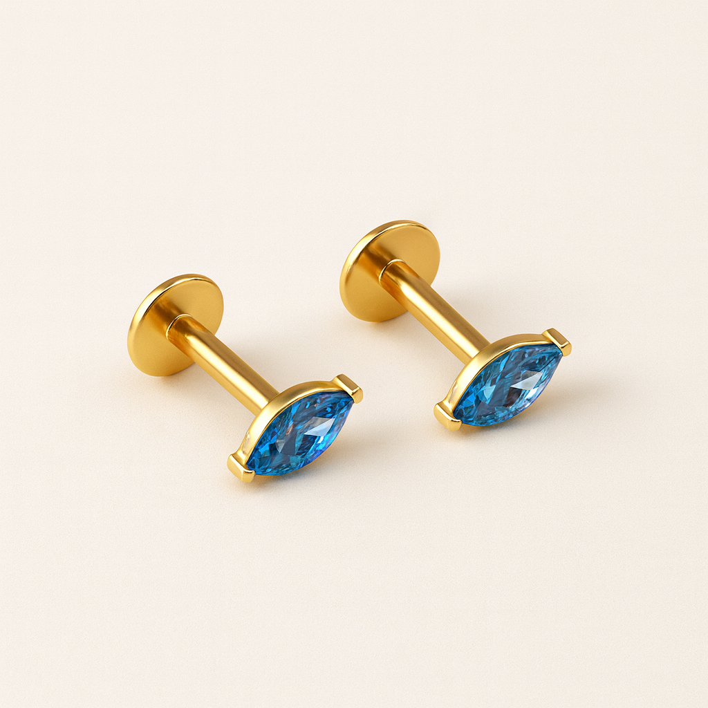 Sapphire Marquise Studs : STU_SAPPHMA_S_3134