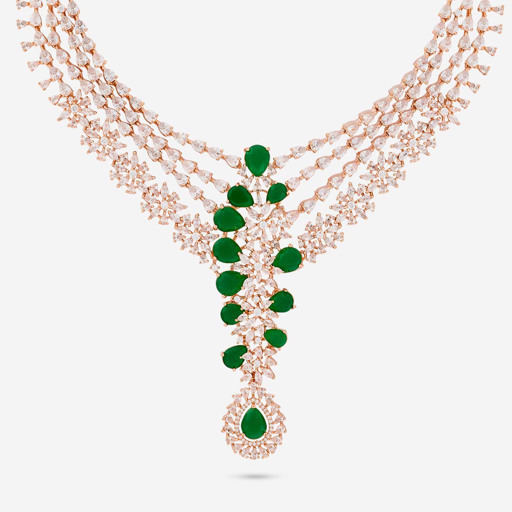 Party Wear Zircon Necklace - 462946 : 462948
