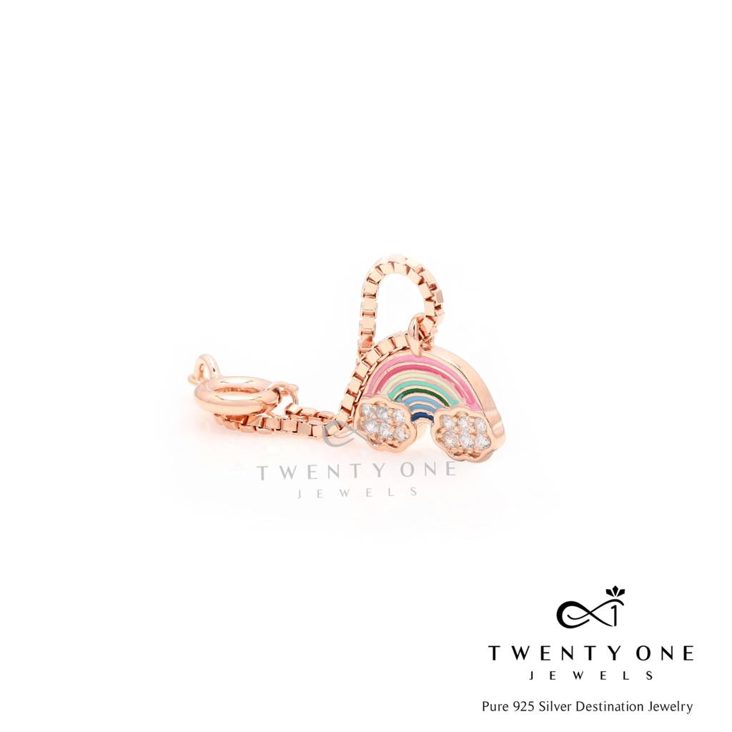 Rose Gold Rainbow Kids Watch Charm On Pure 925 Silver | Sterling Silver Rainbow Jewellery Accessory For Kids : TWC6110_2