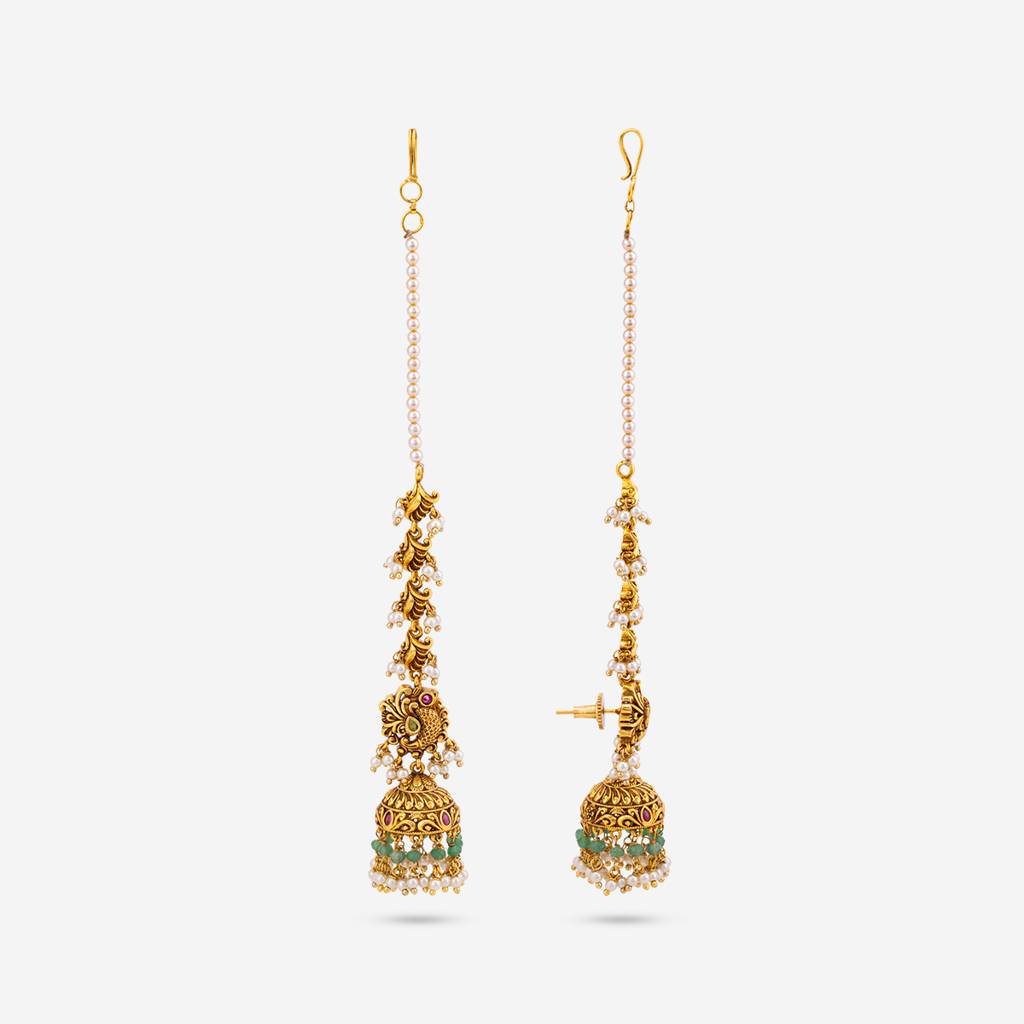 Ruby-Green Gold - Plated Bridesmaid Antique Earring - 442846 : 442846