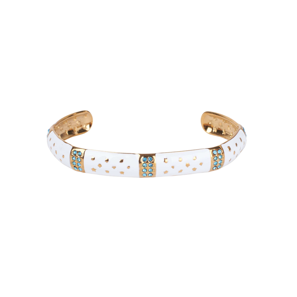 Opulent Gold Cuff Accents Bracelet : BS14118-G-WHT