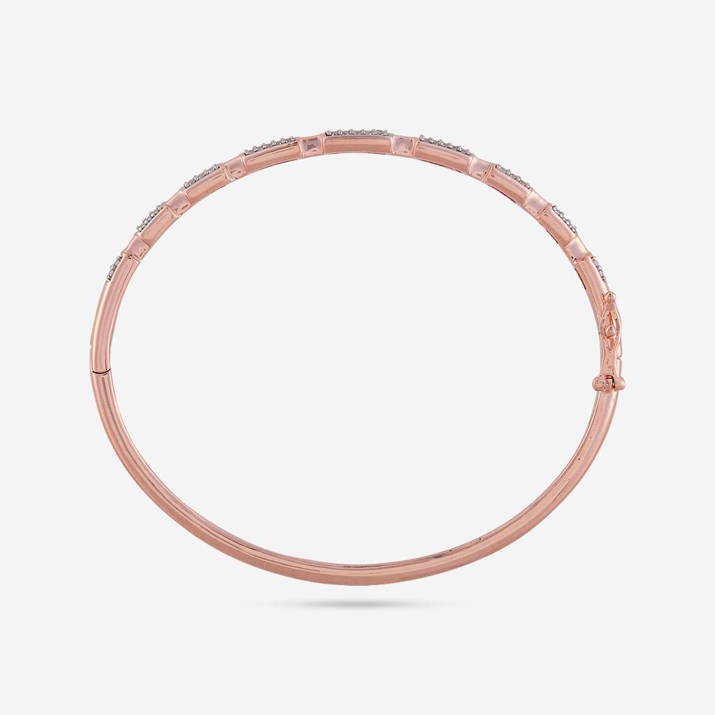 White Rhodium-Rose Gold - Plated Party Wear Zircon Kada - 474032 : 474032