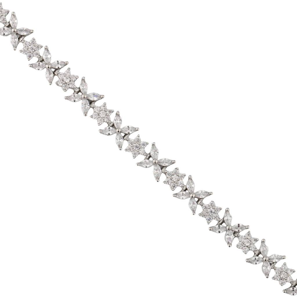 Sparkling Elegance Flora Bloom American Diamond Tennis Bracelet : 8905124553703