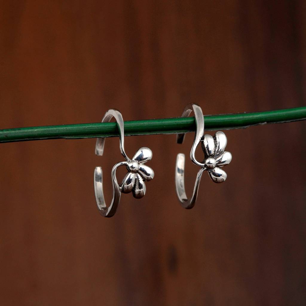 Half Floral Toe Ring - Sterling Silver : TR00071(1)