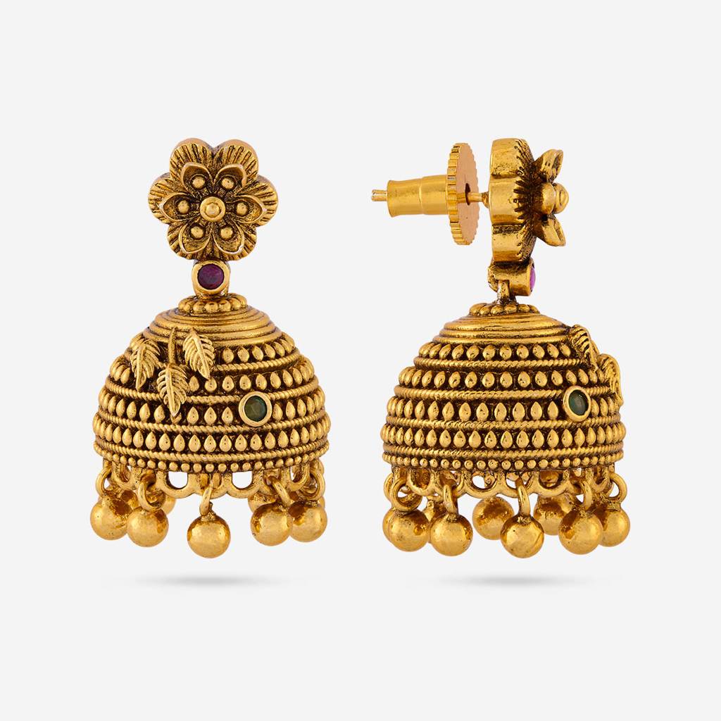 Ruby-Green Gold - Plated Festive Antique Earring - 469902 : 469902