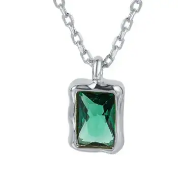 Vintage Emerald Chic Necklace Silver : NS11714