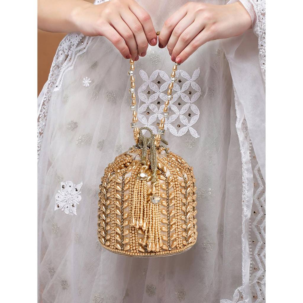 Potli Bags For Women Evening Bag Clutch Ethnic Bride Purse With Drawstring(P36Crm) : P36LCT
