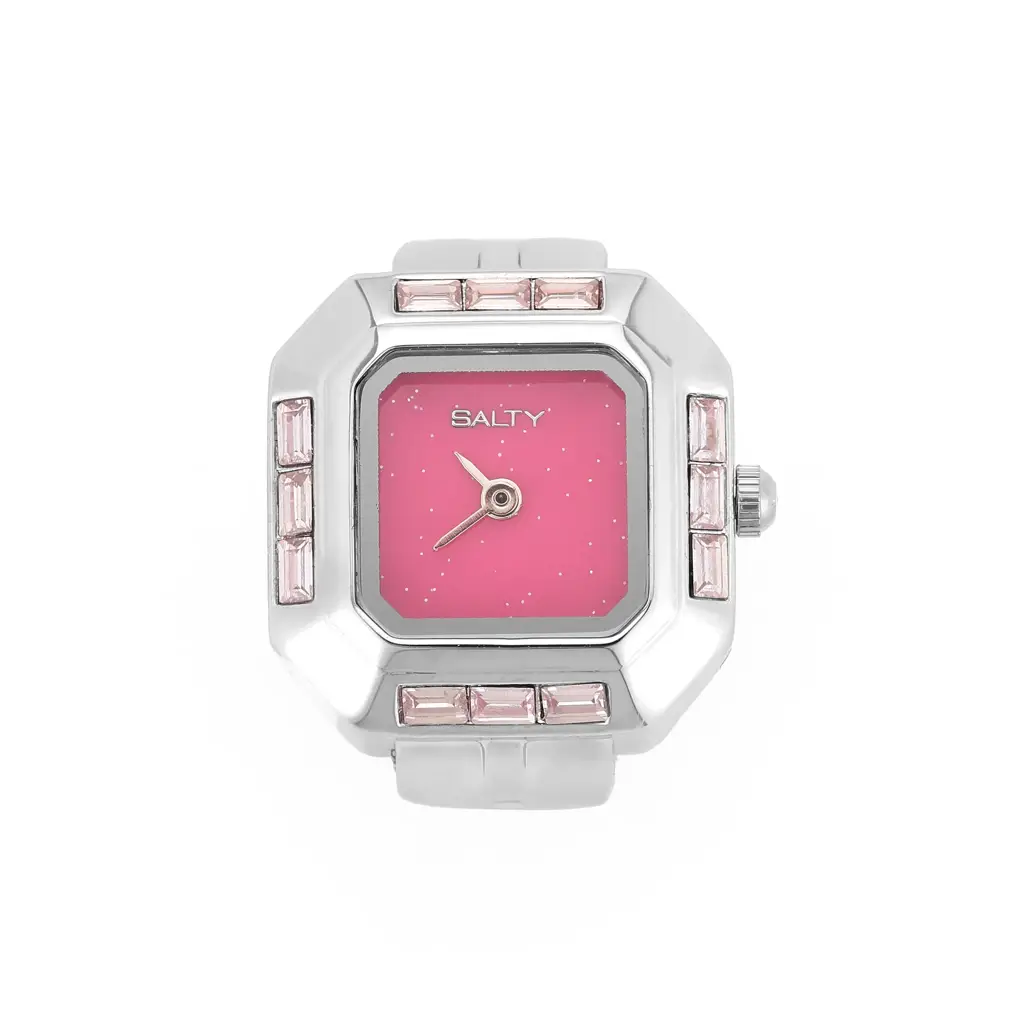 Sofia Prism Studded Octagon Watch Ring - Pink For Women : WTR-S-0044-S-PK