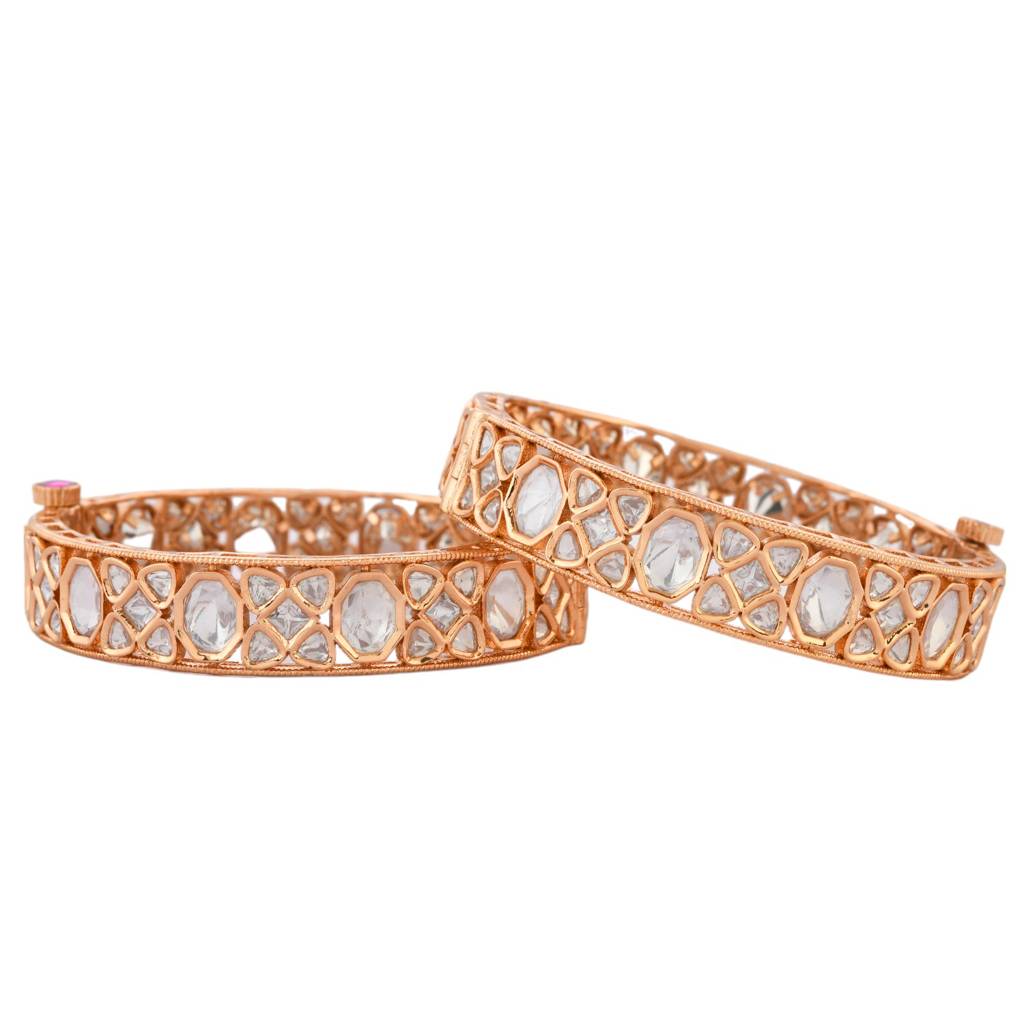 Sparkling Elegance Shimmering  Kundan American Diamond Bangles : 8905124527407