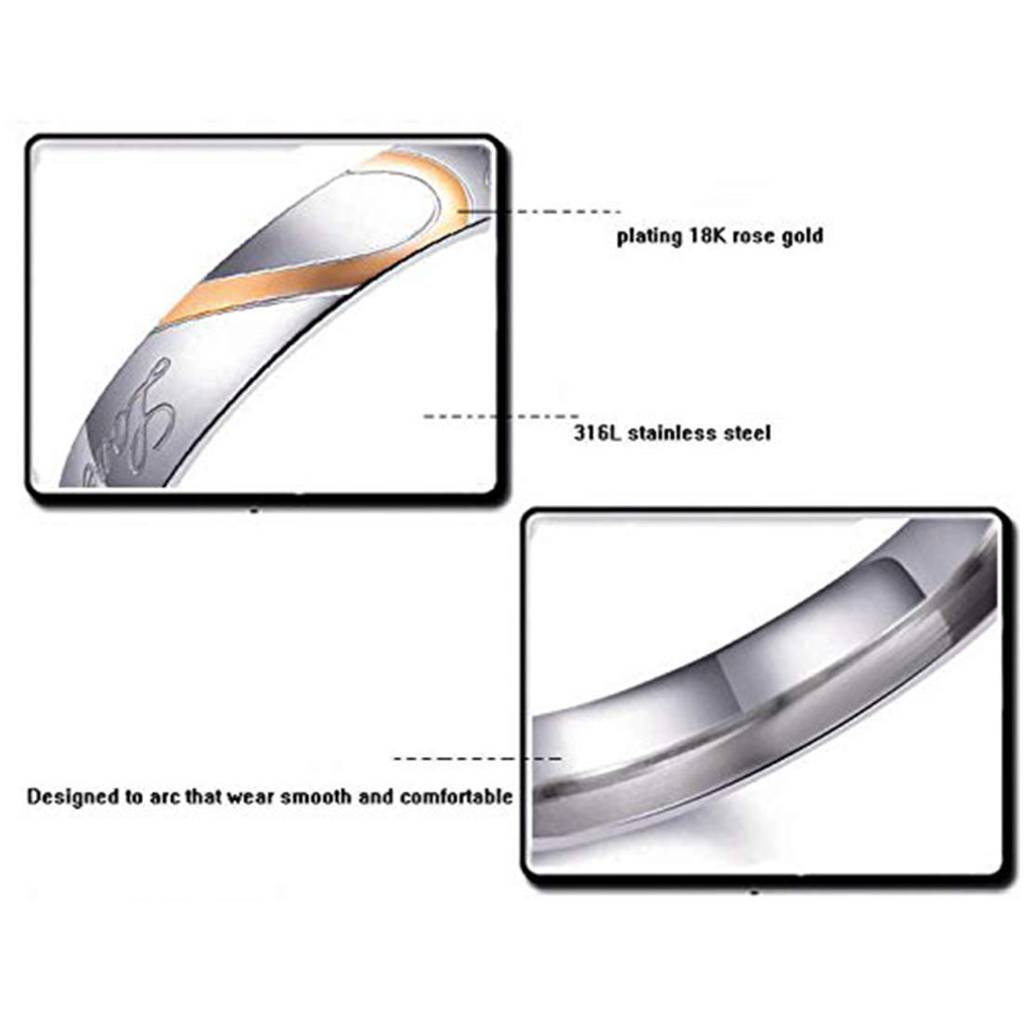 Stainless Steel 2 Pcs Love Heart Shape Matching Promise Couple Rings For Lovers Wedding Engagement Band Valentine Gi : PFCCR36