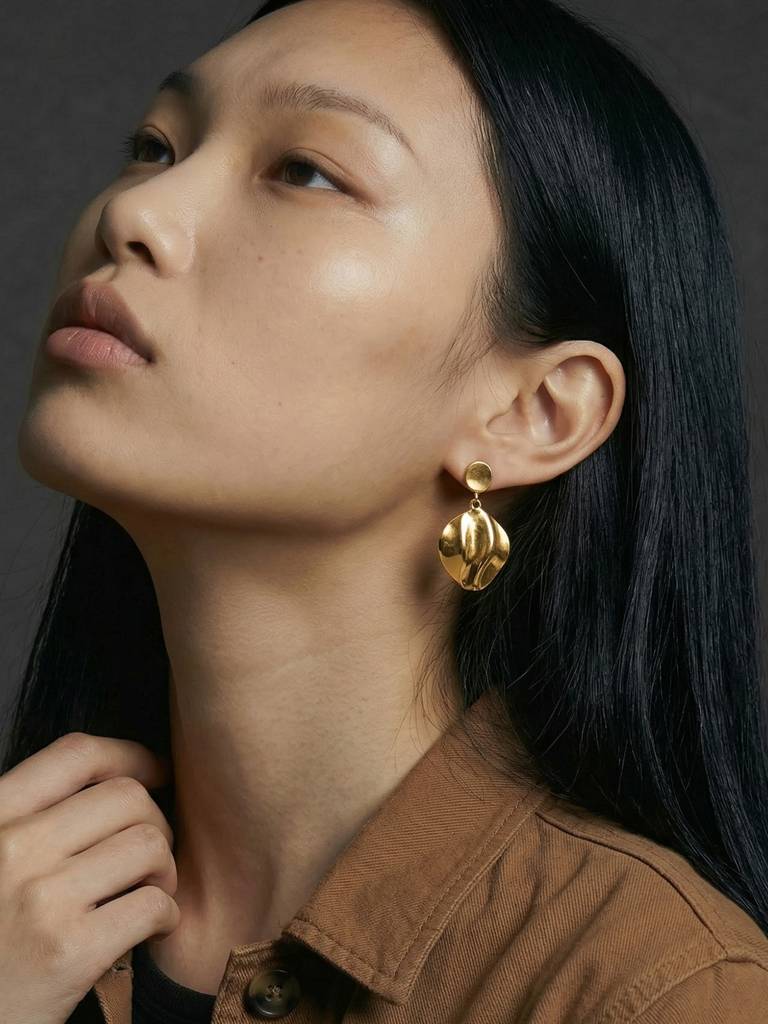 Hammered Disc Drop Earring : ER0523