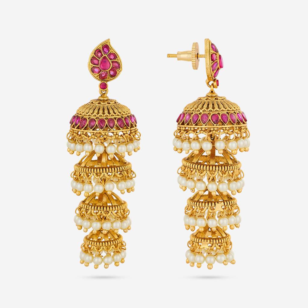 Ruby Gold - Plated Bridal Antique Earring - 463983 : 463983