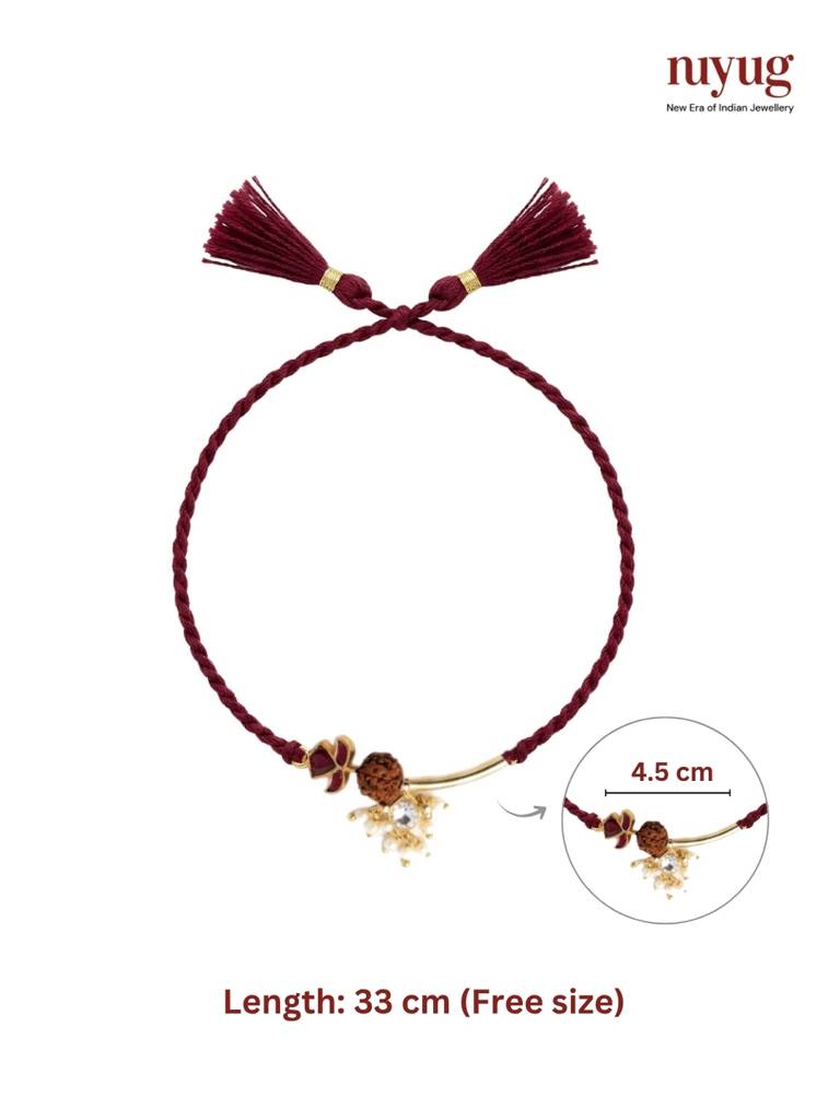 Divine Red Kundan Rudraksha Rakhi Hamper : YI24A1002A