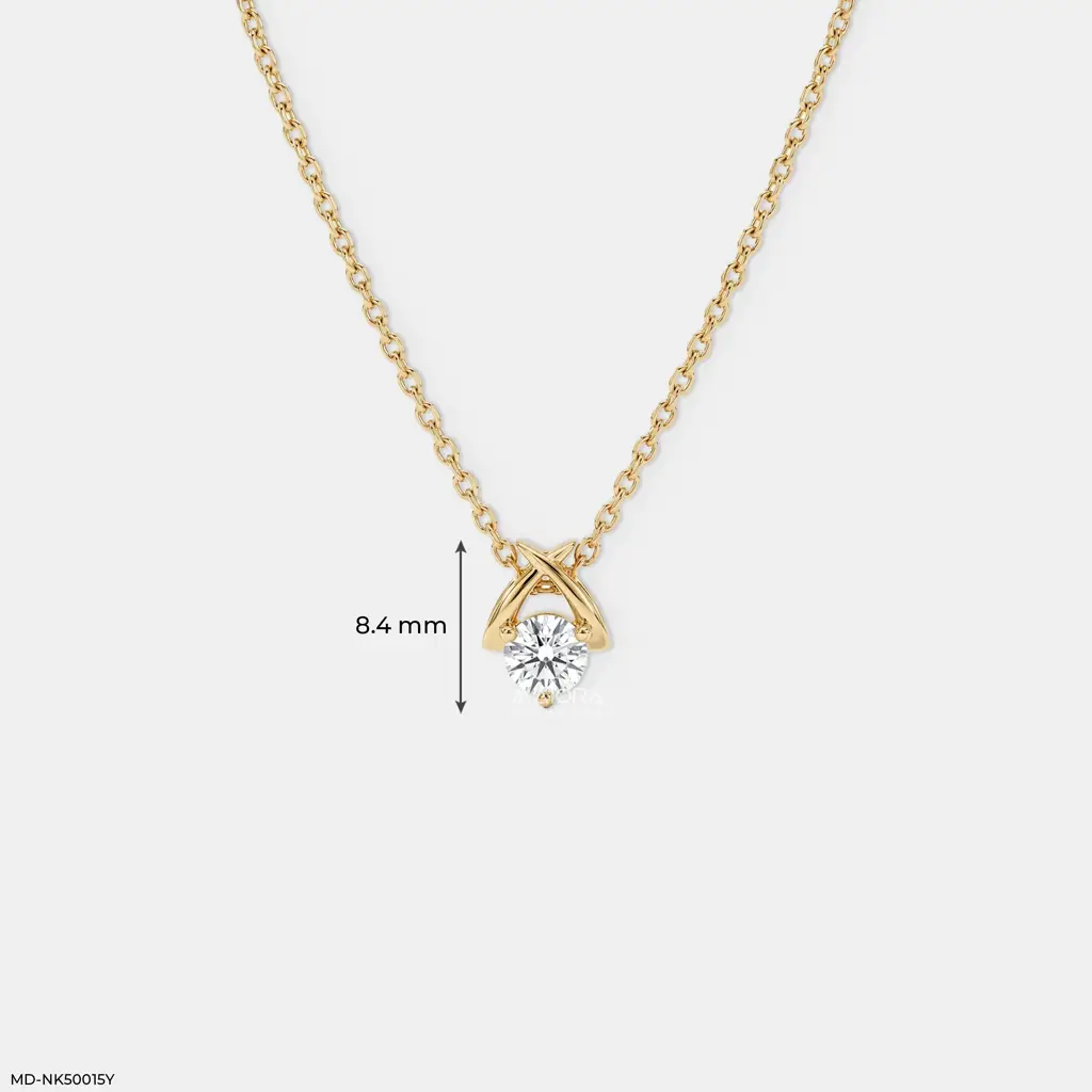 Intertwined V-Bail Lab-Grown Diamond Solitaire Pendant Necklace : MD-NK500015Y