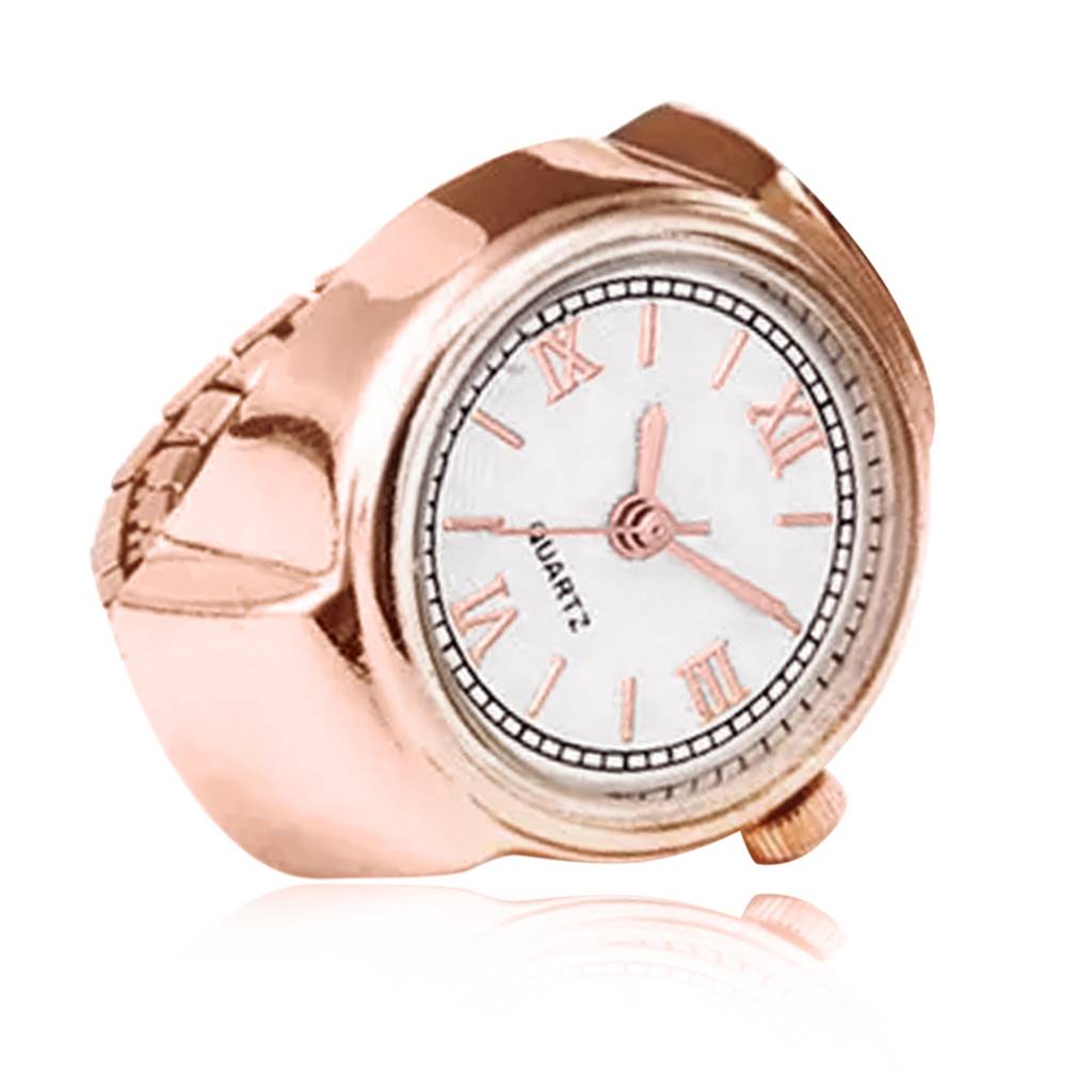 Peora Stainless Steel Rose Gold Analog Watch Style Strechable Finger Ring Fancy Jewellery For Girls & Women (Free S : PX9RW05C