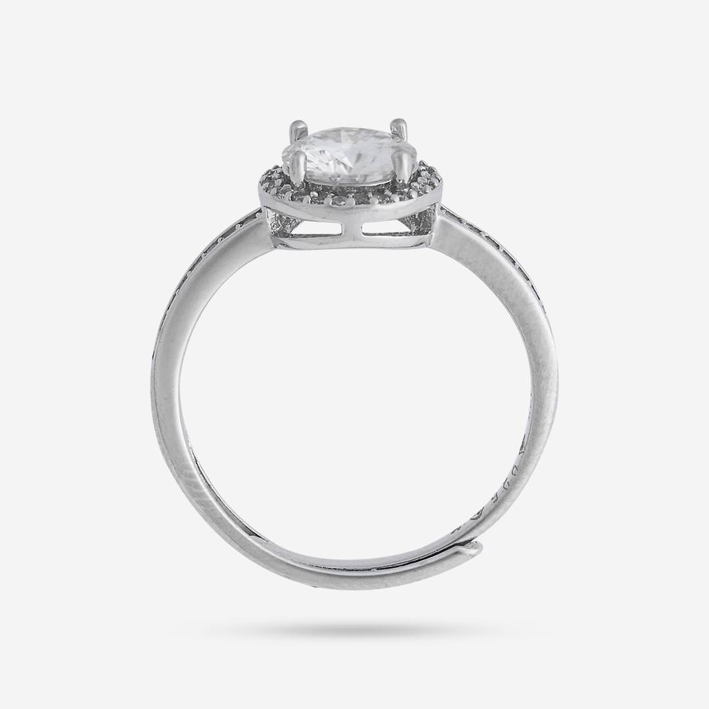 White Rhodium - Plated Office Wear Silver Finger Ring - 448500 : 448500
