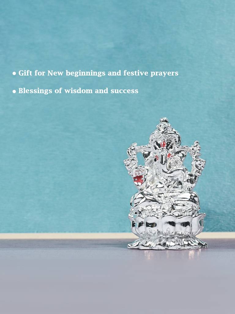 Pure 999 Silver Plated Ganesha Idol : FRGFT419