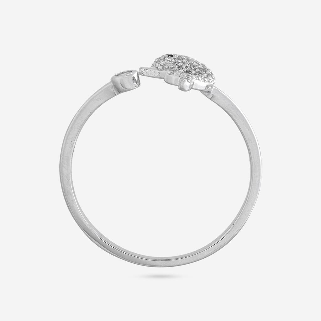 White Rodium Plated - Office Wear Silver Finger Ring - 466228 : 466228