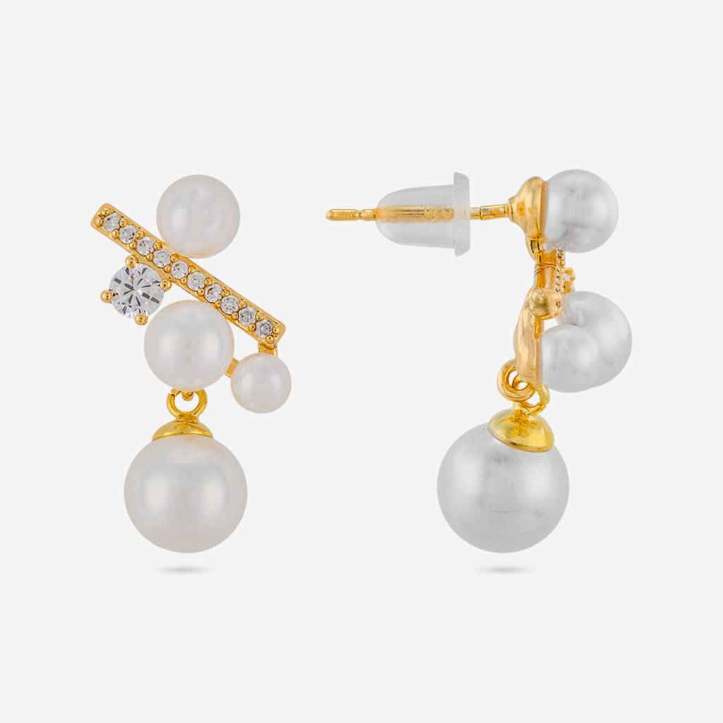 Pearl Gold - Plated Casual Wear Trendy Zircon Earring - 464623 : 464623