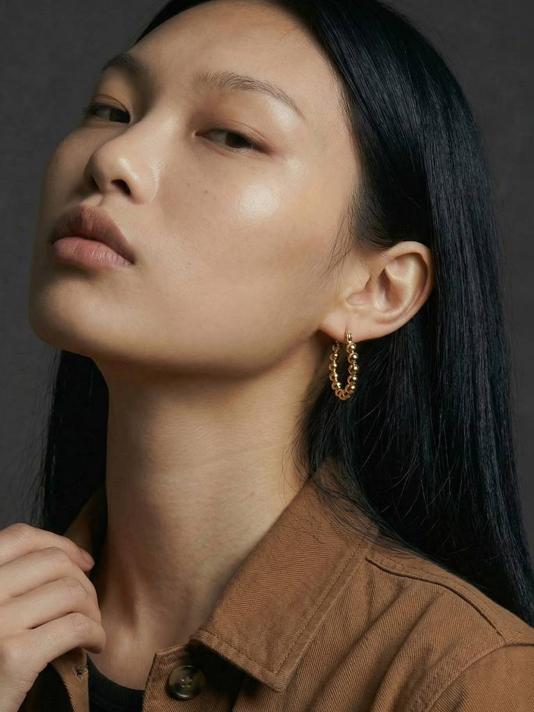 Beaded Arc Hoop Earrings : ER0509