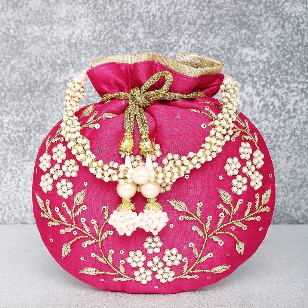 Rani Potli Bags For Women Evening Bag Clutch Ethnic Bride Purse With Drawstring (P86Rp) : P86RP