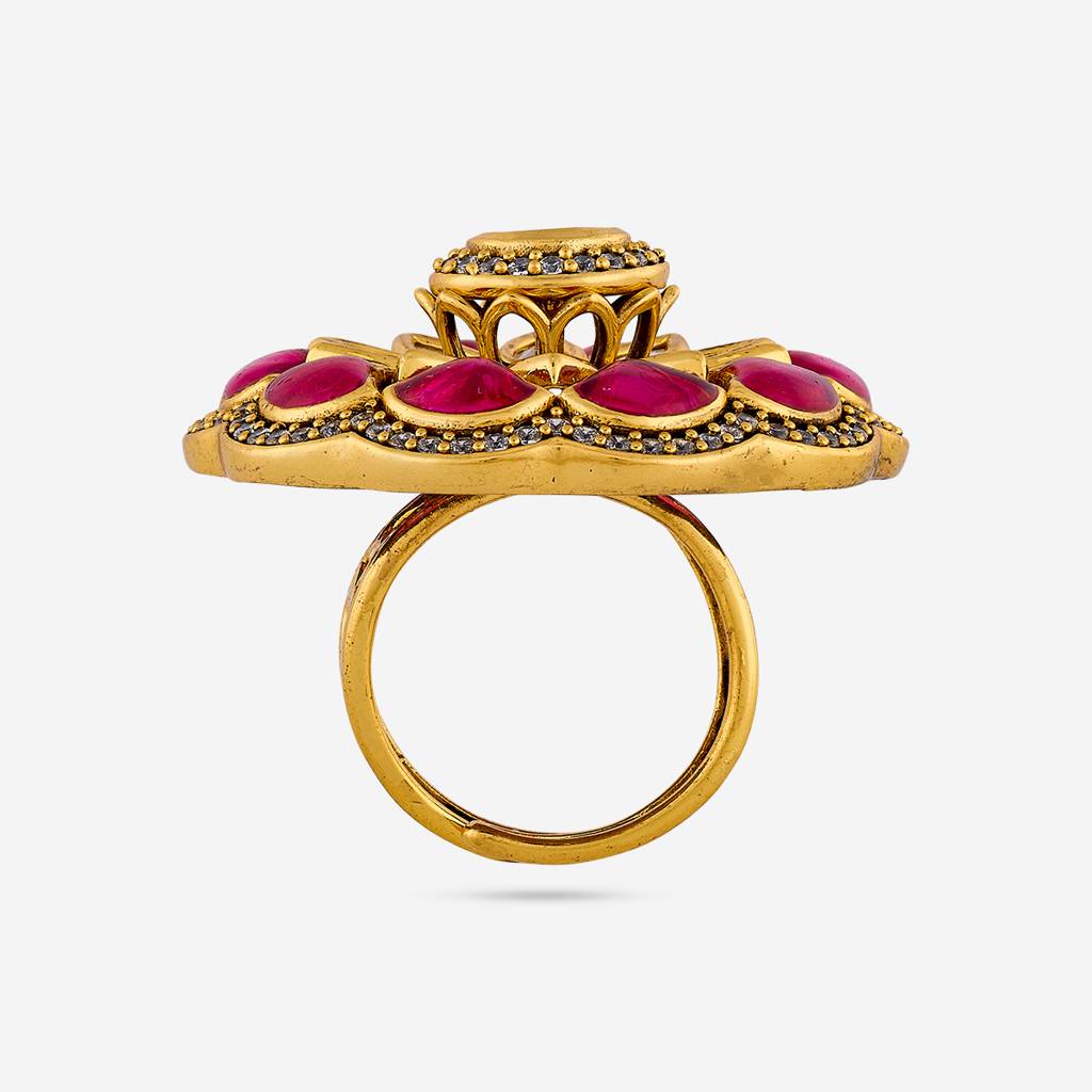 Ruby Victorian - Plated Bridesmaid Kundan Finger Ring - 449676 : 449676