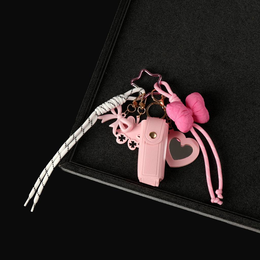Gingham Bow Lipstick Case Bag Charm : C-BG-0088-PK