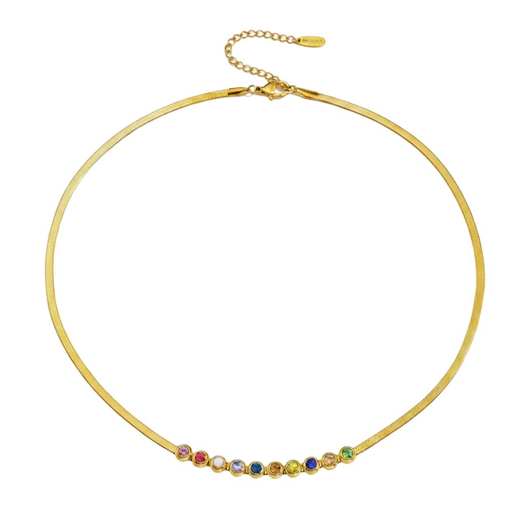 Multi-Color Crystal Studded Gold Plated Fancy Necklace Jewellery For Women & Girls : PX9N266GML