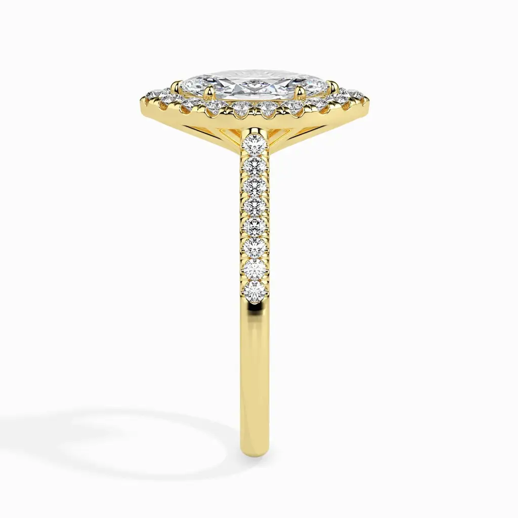 1 Carat Marquise Solitaire Ring With Halo In Diamond Band : 09kYellowZNR163F10