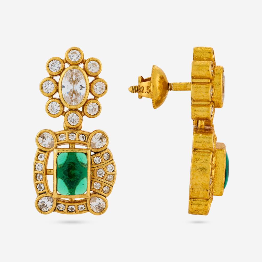 Green Gold - Plated Festive Temple Earring - 467471 : 467471