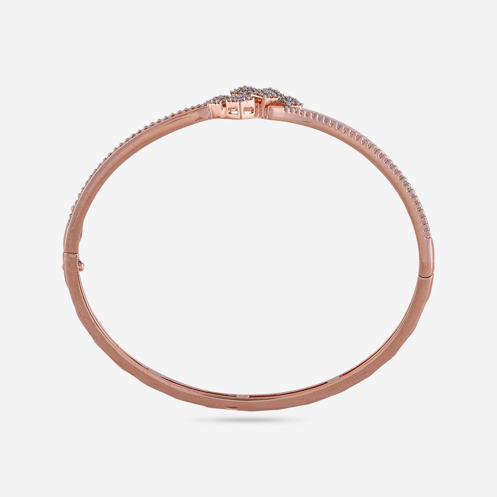 White Rhodium-Rose Gold - Plated Party Wear Zircon Kada - 474031 : 474031