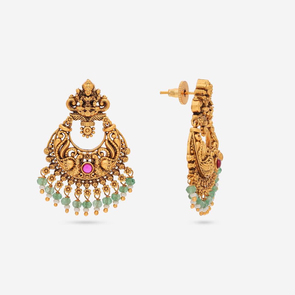 Ruby-Green Gold - Plated Festive Antique Earring - 449599 : 449599
