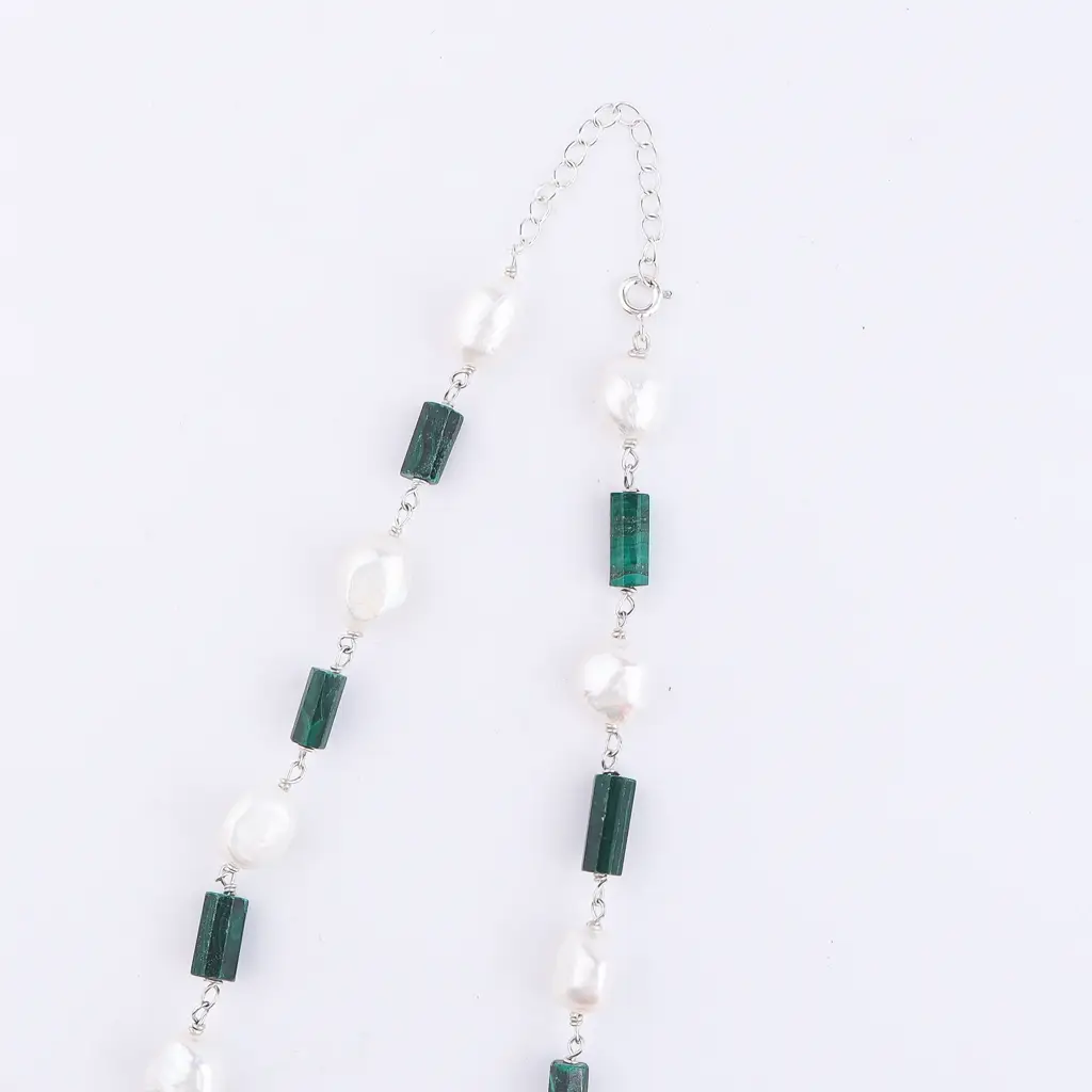 Malachite And Pearl Ganthan Necklace : 96364439