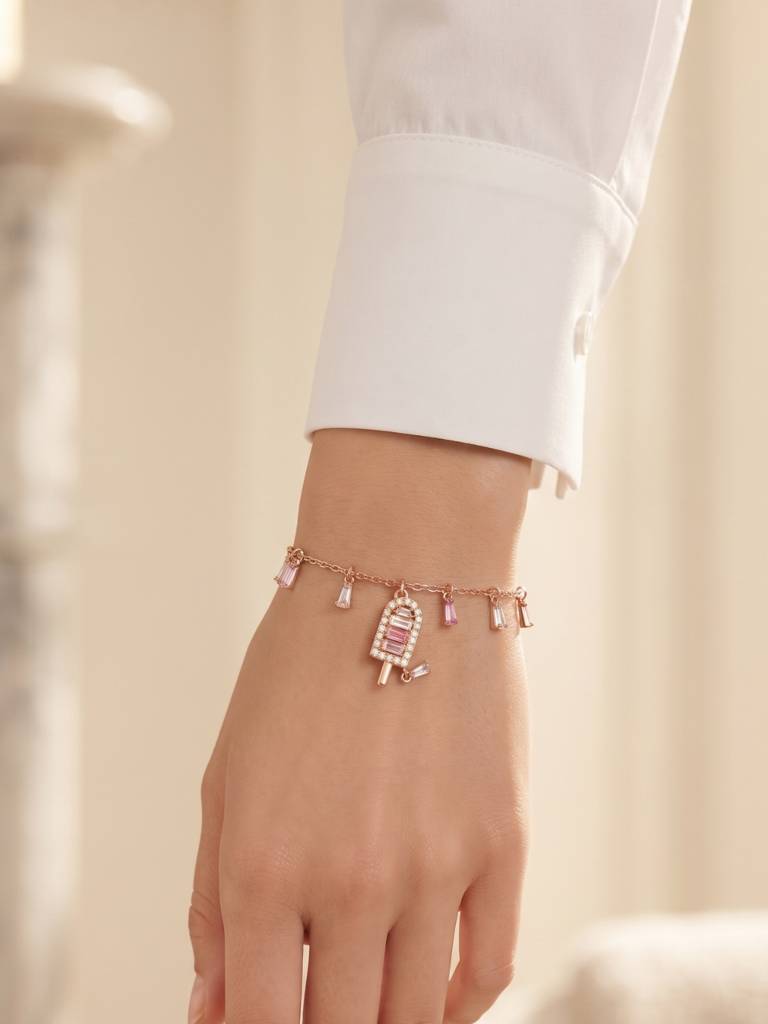 925 Silver Rosy Lollipop Charm Bracelet For Women : BR-87